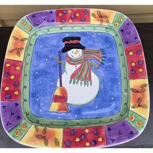 Sango The Sweet Shoppe Christmas Snowman 16 Inch Square Tray Sue Zipkin 0988-178